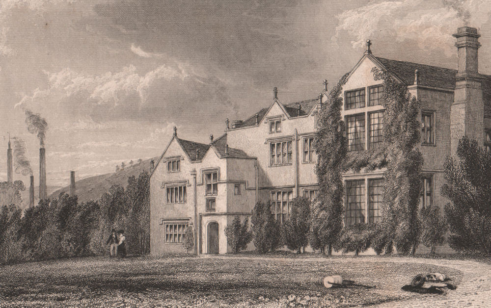 Todmorden Old Hall, Vale of Todmorden. Yorkshire. HARWOOD 1829 print